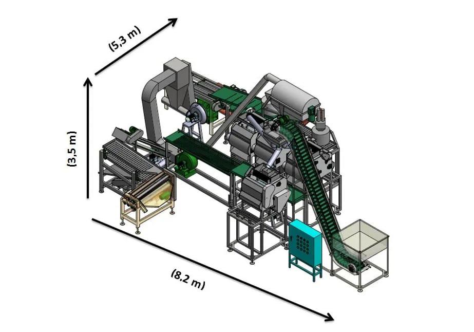 Mô hình máy chẻ điều tự động tại Pagacas (do công ty ĐHK-Bình Phước chế tạo)