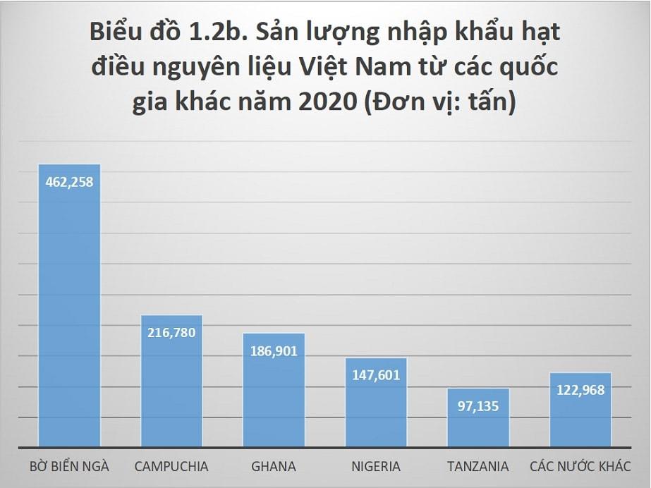 Nước ta nhập khẩu hạt điều thô nguyên liệu từ hơn 30 quốc gia