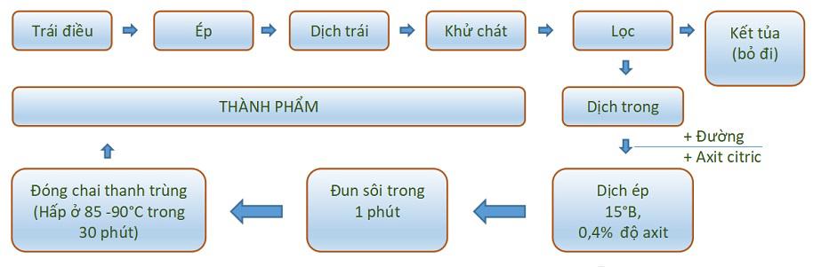 Phương pháp chế biến dịch ép trái điều trong